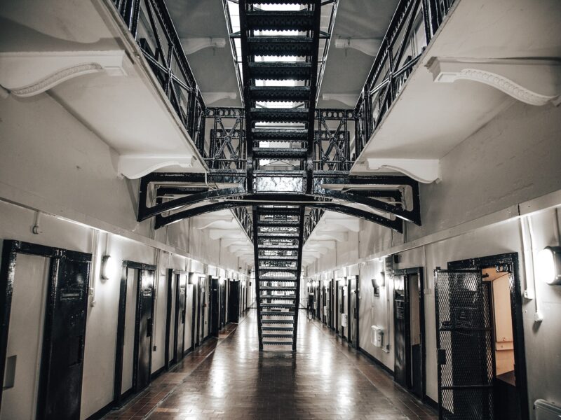 black and white jail cells