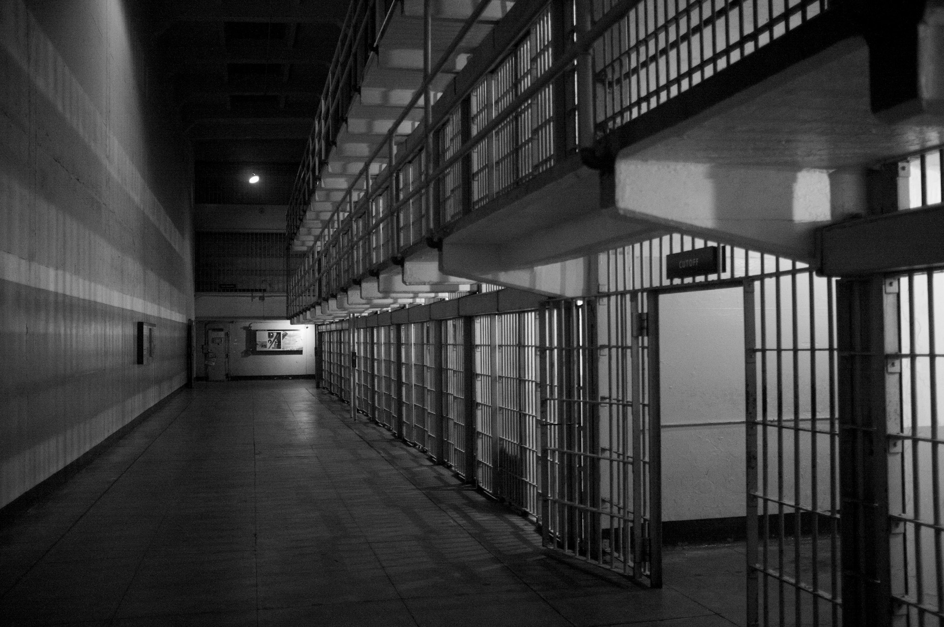 jail cells black and white